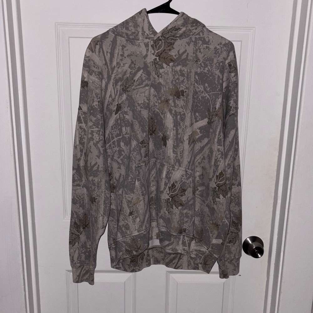 Abercrombie & Fitch Oversized Gray and Cream Hoodie